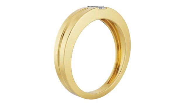 Emori Sleek Emerald Mens Lab Diamond In 14KT Gold Ring