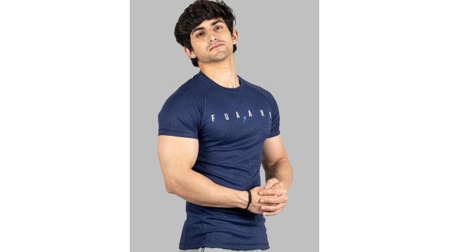 FUAARK Slim Fit Typography Printed Raglan Sleeves Anti Odour Gym T-shirt