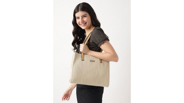 Fastrack Women Self Striped Large Tote Bag