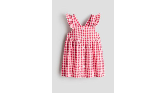 Flounce-Trimmed Cotton Dress