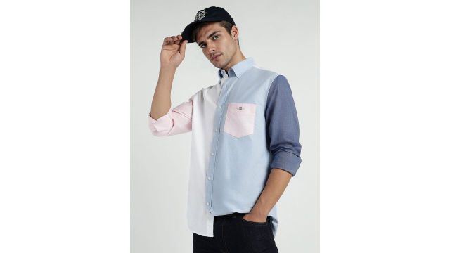 GANT Men Relaxed Fit Colourblocked Button-Down Collar Cotton Casual Shirt