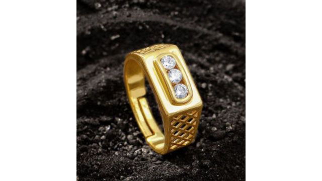 GIVA 925 Sterling Silver Gold-Plated Zircon Stone-Studded Ring