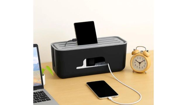 GLUN Black Cable Management Box With Mobile Stand