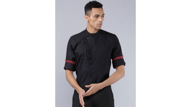 HIGHLANDER Men Black & Beige Slim Fit Solid Casual Shirt