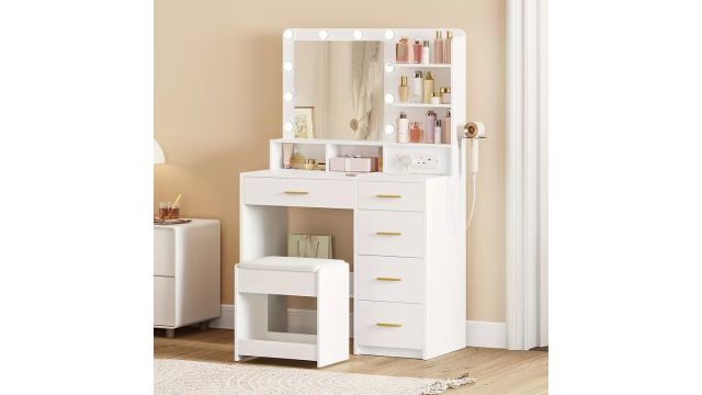 HZUANERI Vanity Table Featuring 10 LED Light Balls