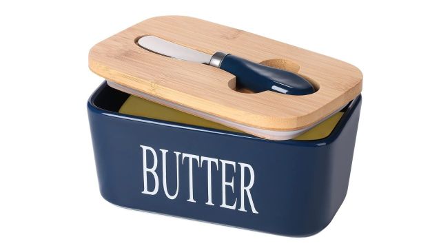 ISEAU Ceramic Butter Dish With Wooden Lid