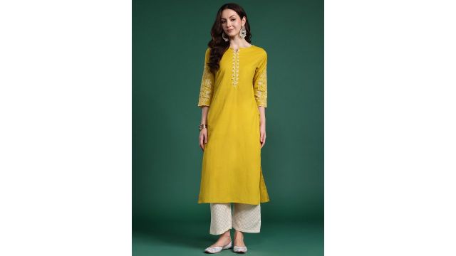 Indo Era Floral Embroidered Kurta