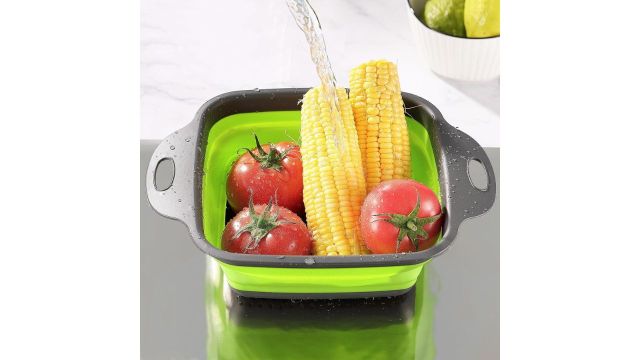 JJOO 2PCS Collapsible Strainer Square Silicone Colander