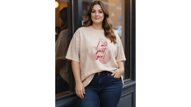 JUNEBERRY Women Beige Printed Relaxed Fit Pure Cotton Oversized Plus Size T-shirt