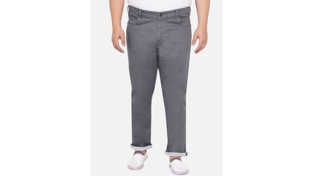 John Pride Men Plus Size Grey Smart Fit Stretchable Jeans