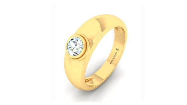 Kicky And Perky Men 925 Sterling Silver Gold-Plated Ring