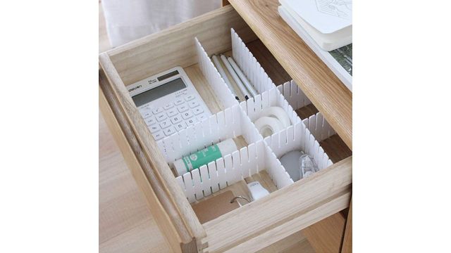 LEAWALL 8 Pcs Adjustable Stretchable Interlocking Drawer Clapboard Divider