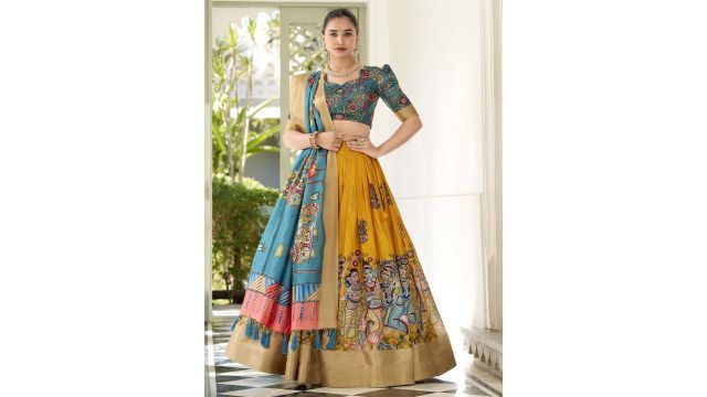 LOOKNBOOK ART Kalamkari Printed Ready To Wear Lehenga