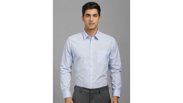 Louis Philippe Men Striped Spread Collar Slim Fit Cotton Formal Shirt