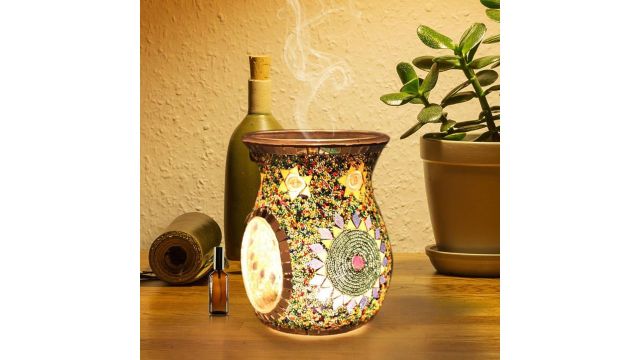 Lyellfe 2 Pack Essential Oil Burner Mosaic Glass