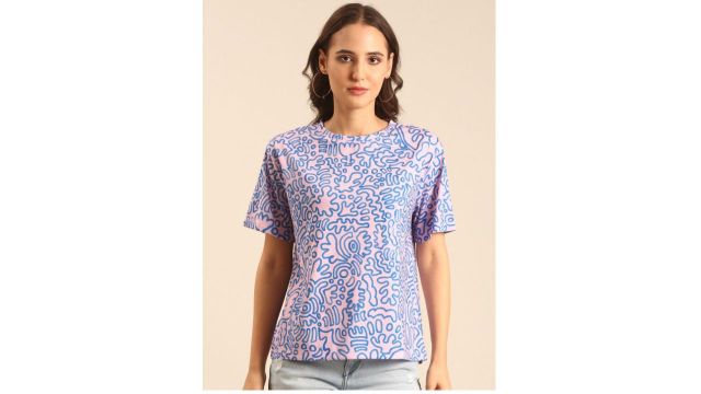 MARCA Disati Abstract Printed Round Neck T-Shirt