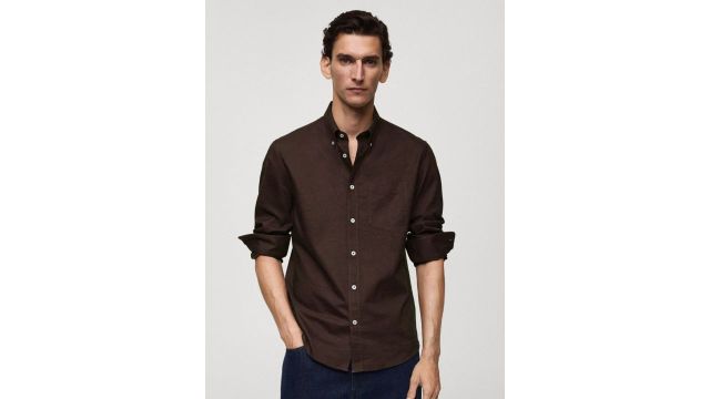 MISCHIEF MONKEY Men Button-Down Collar Solid Cotton Casual Shirt