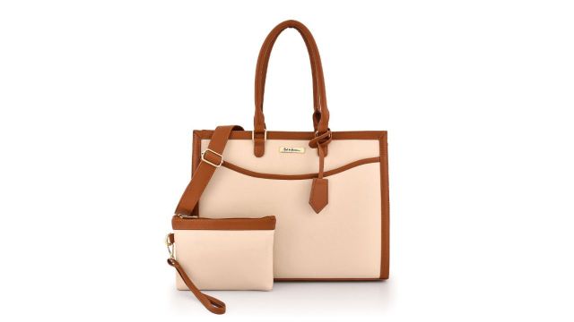 Mast & Harbour Women Solid Shopper Zip Detail Tote Bag With Pouch