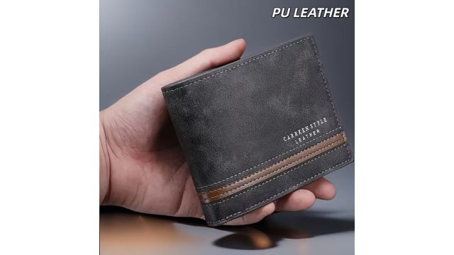 Men’s Faux Leather Wallet Featuring a Bi-Fold Design