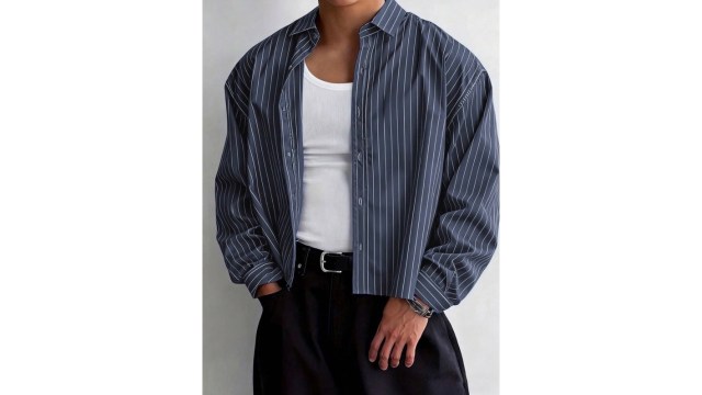 Men's Single-Breasted Casual:Commute Striped Short Sleeve Shirt