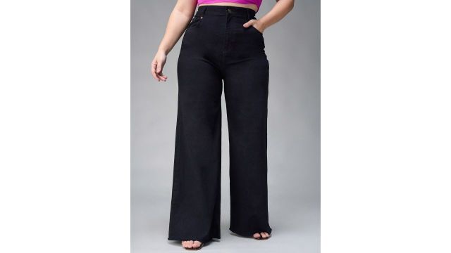 Miss Chase A+ Plus Size Women Wide Leg High-Rise Stretchable Jeans
