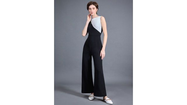 Miss Chase Women Asymmetric Color-Block Panelled Formal Jumpsuit
