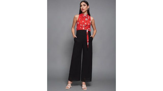 Miss Chase Women Floral Regular Halter Formal Jumpsuit