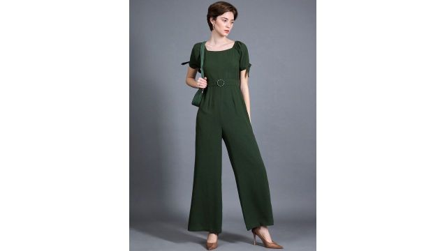 Miss Chase Women Square Neck Puff Sleeve Formal Jumpsuit