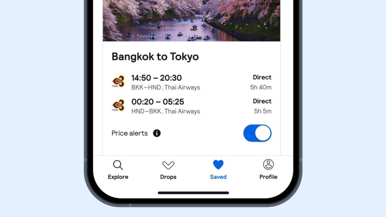 Price alerts in Skyscanner