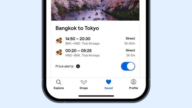 Price alerts in Skyscanner
