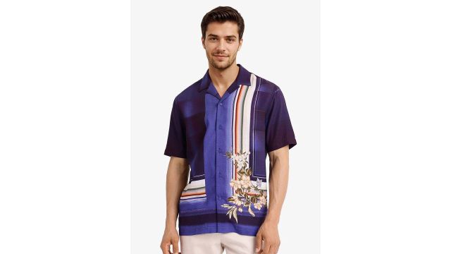 RARE RABBIT Men Comfort Boxy Horizontal Stripes Opaque Striped Casual Shirt