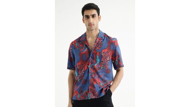 RARE RABBIT Men Junee Boxy Floral Opaque Printed Shirt