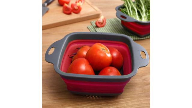 Ramkuwar 2 Pack Kitchen Foldable Silicone Strainer