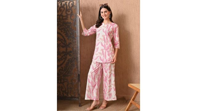 SILAKIVA Women Printed Pure Cotton Co-Ord Set