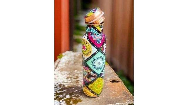 SNAAA ENTERPRISES Yellow & Blue Single Copper Floral Water Bottle