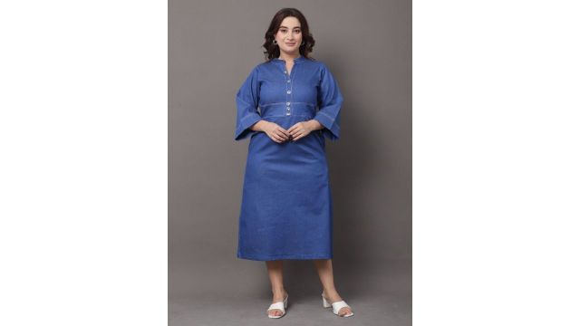 STYLLEY Plus Size Denim Midi Dress