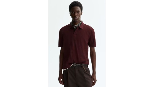 Slim Fit Textured Jersey Polo Shirt