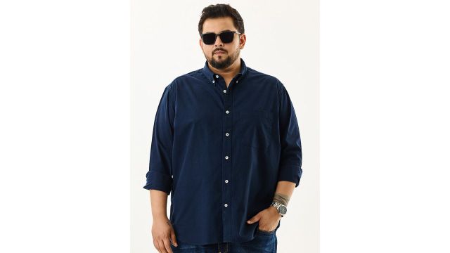 Snitch Men Plus Size Smart Slim Fit Opaque Formal Shirt