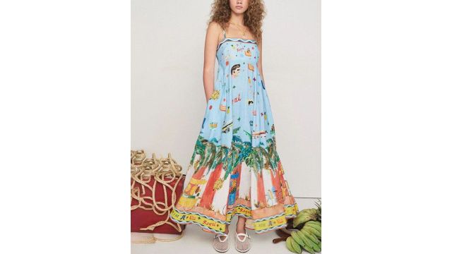 StyleCast x Revolte Printed Fit and Flare Maxi Dress