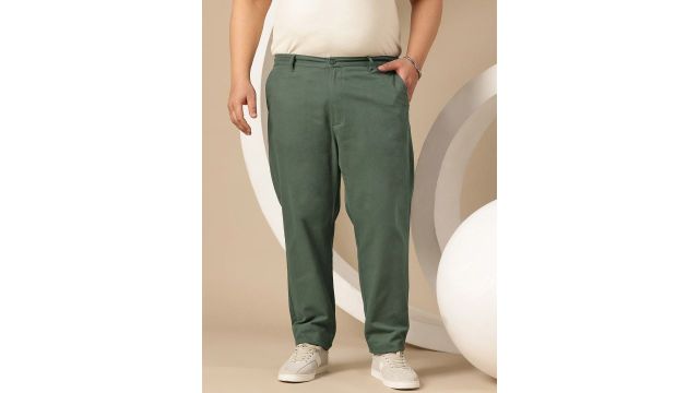 Sztori Men Plus Size Mid-Rise Regular Fit Pure Cotton Chinos Trousers