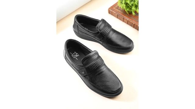 TSF Men Black Leather Formal Shoes