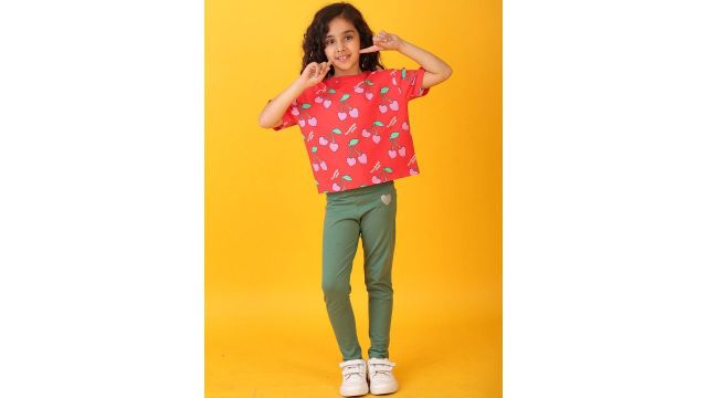 Anthrilo kids Girls Printed T-shirt Leggings Clothing Set