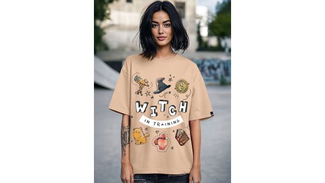 Bewakoof HARRY POTTER Harry Potter Printed Drop-Shoulder Sleeves Cotton Oversized T-shirt