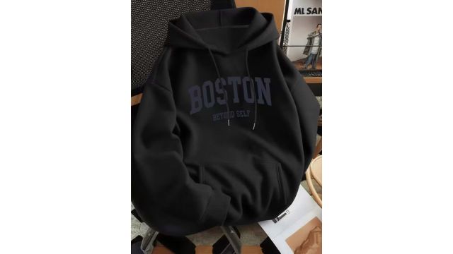 Boston Letter High-end Versatile Retro Printed Hoodie