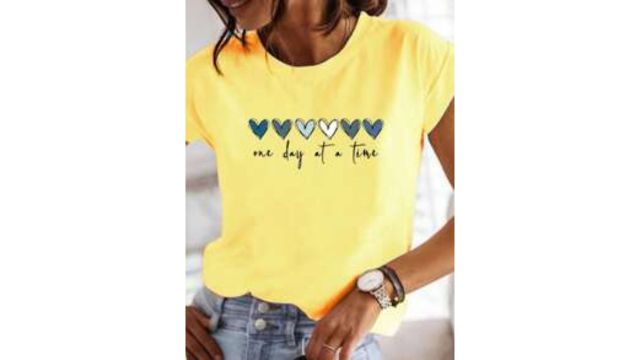 EMERY ROSE Women's Light Blue Casual Short-Sleeve T-Shirt