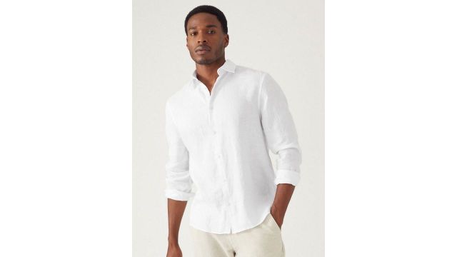 Marks & Spencer Pure Linen Regular Fit Shirt in white