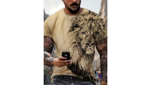 Men’s Bold Lion 3D Print T-Shirt