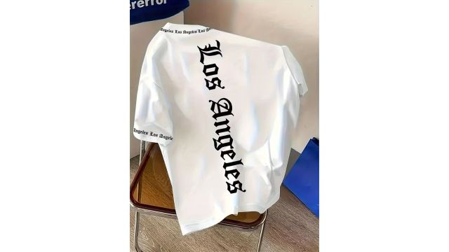 Men’s Fashion 3D Full-Body Digital Print Angel Letter Pattern T-Shirt