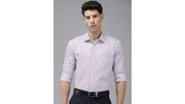 Park Avenue Slim Fit Opaque Checked Formal Shirt