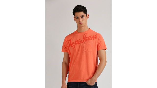 Pepe Jeans Typography Printed Pure Cotton Slim Fit T-shirt